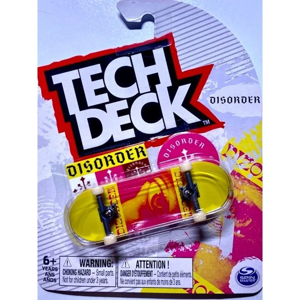 Tech Deck Disorder Rare Fingerboard Skateboard‎ Yellow Pink Spin Master NIP 2022